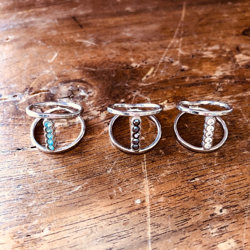Open Shank "Bar" Rings with Swarovski
